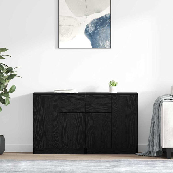 Sideboards 2er Set Schwarz Eichenoptik