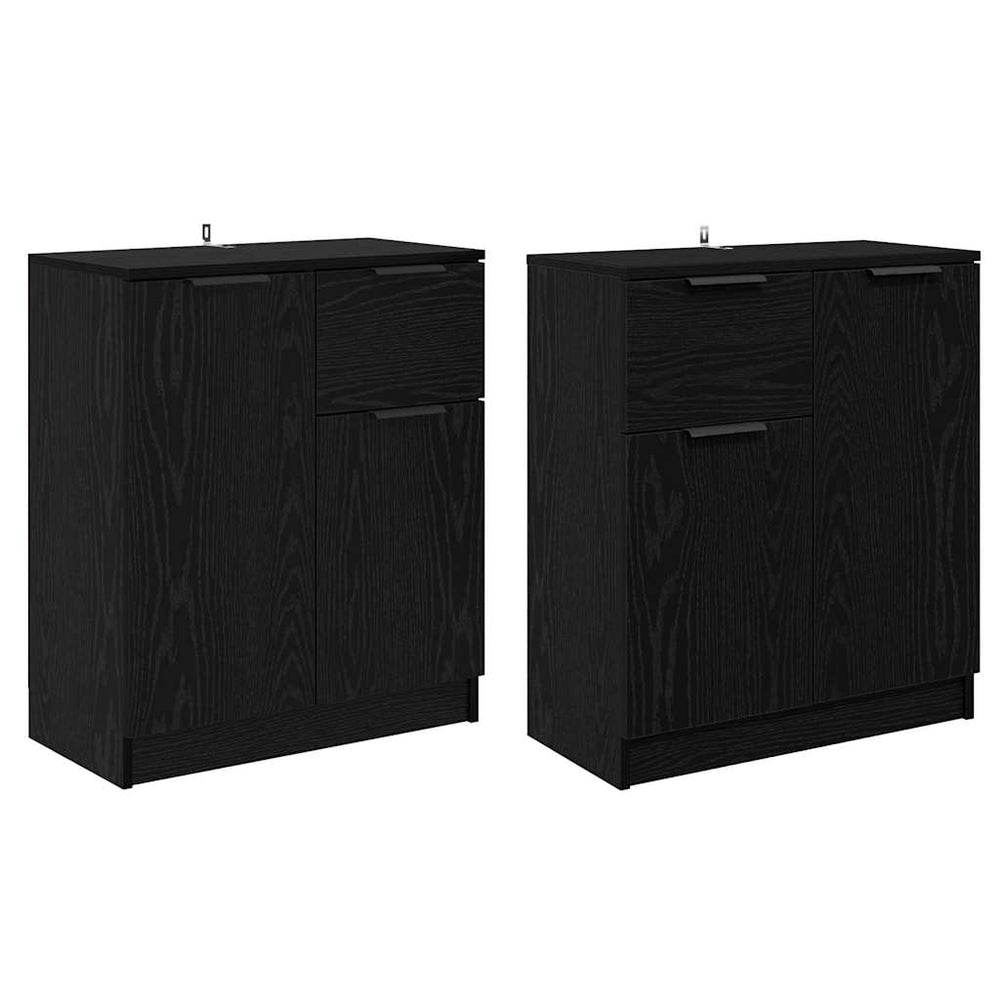 Sideboards 2er Set Schwarz Eichenoptik