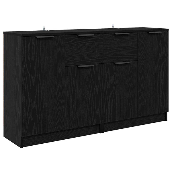 Sideboards 2er Set Schwarz Eichenoptik