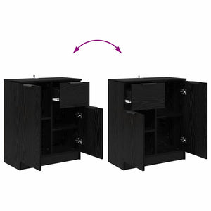 Sideboards 2er Set Schwarz Eichenoptik