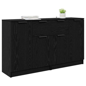 Sideboards 2er Set Schwarz Eichenoptik