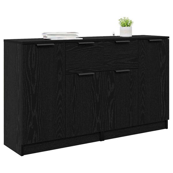 Sideboards 2er Set Schwarz Eichenoptik