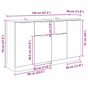 Sideboards 2er Set Schwarz Eichenoptik