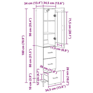 Highboard Altholz 34,5x34x180cm