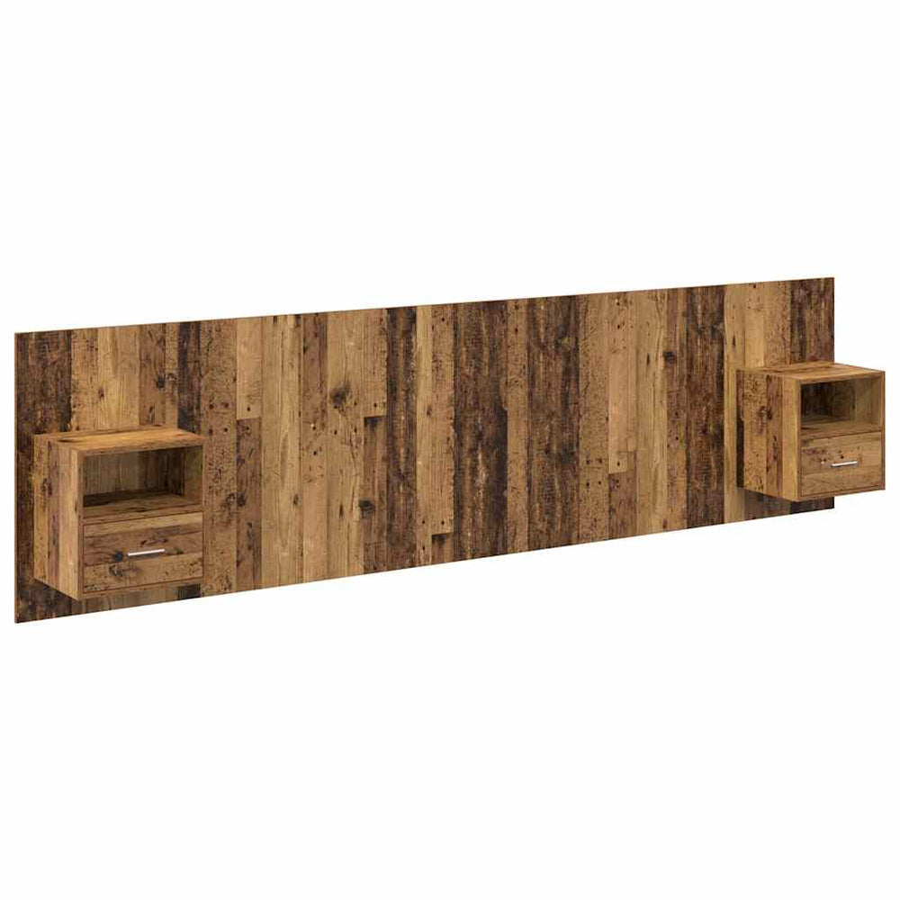 Kopfteil mit Schrank Altholz 3-teilig