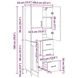 Highboard Altholz mit Schubladen (2 Stk.)