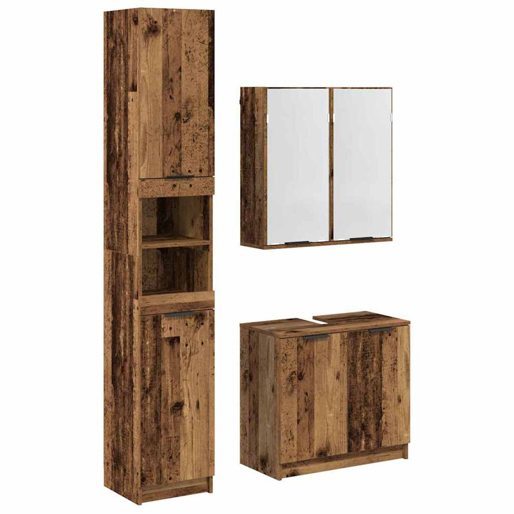vidaXL Ensemble de meubles de salle de bain avec étagère 3 pcs Bois de récupération Bois d'ingénierie