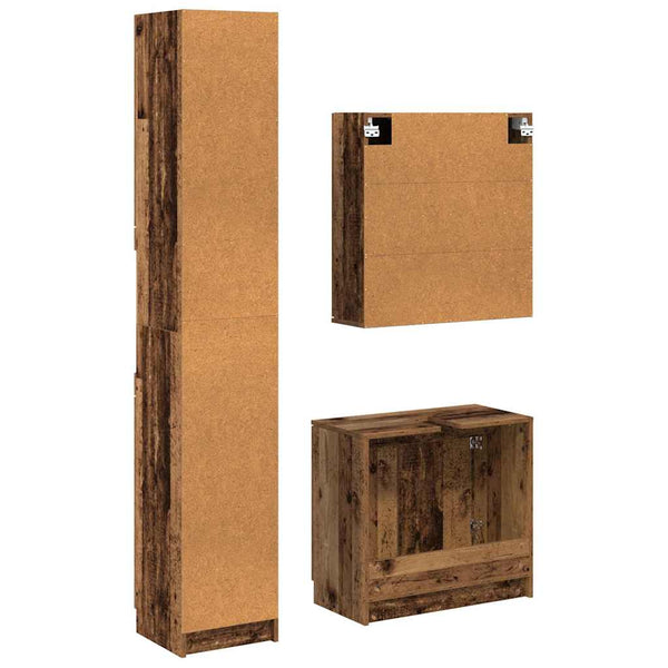 Badezimmerschrank Set Altholz 3-teilig