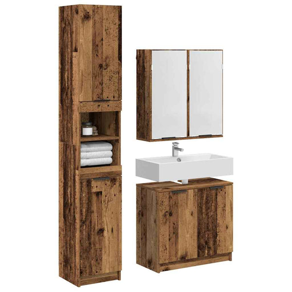 Badezimmerschrank Set Altholz 3-teilig