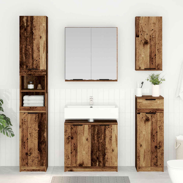 Badezimmermöbel Set 5-teilig Altholz