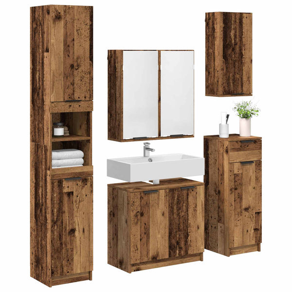Badezimmermöbel Set 5-teilig Altholz