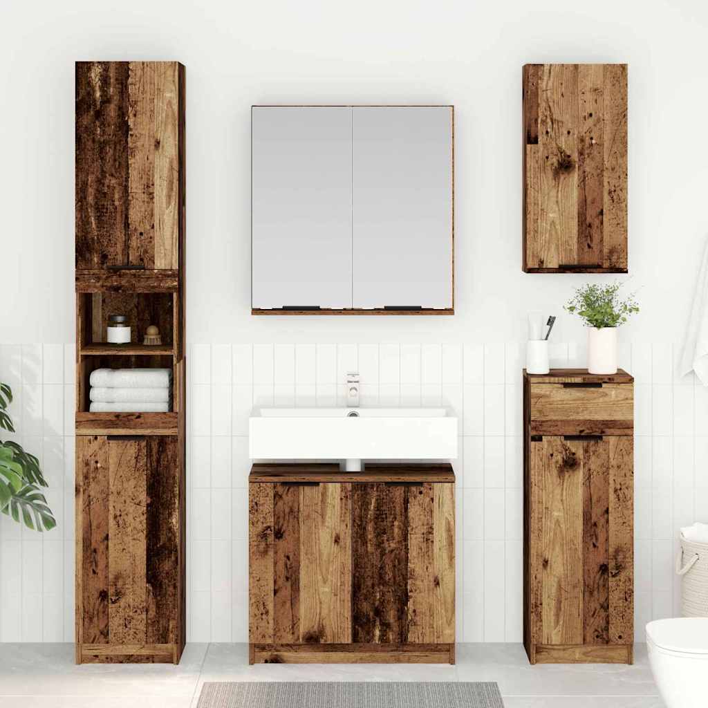 Badezimmerschrank Set Altholz Optik