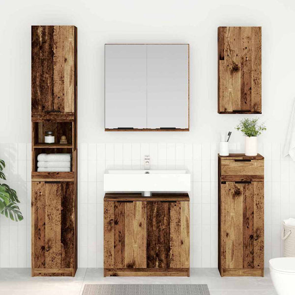 Badezimmerschrank Set Altholz Optik