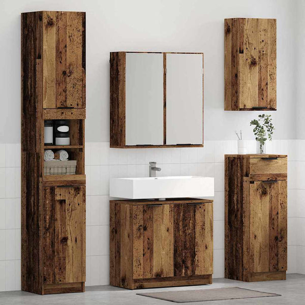 Badezimmerschrank Set Altholz Optik