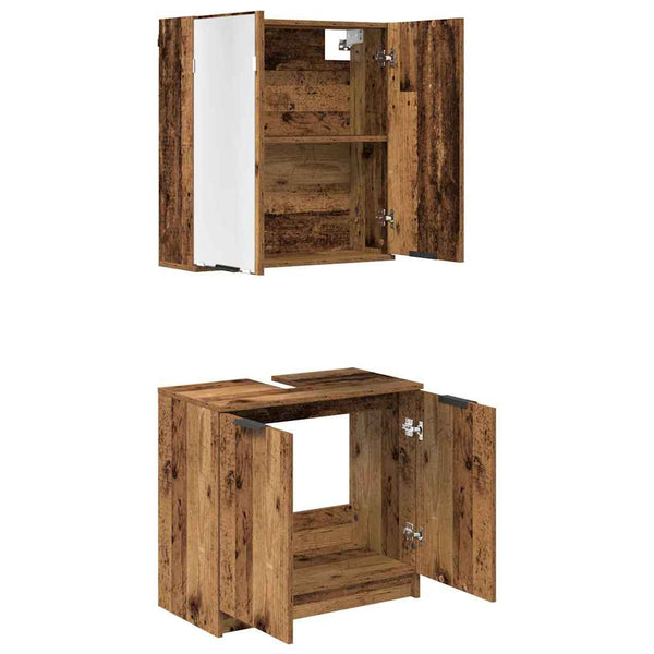 Badezimmerschrank Set Altholz Optik