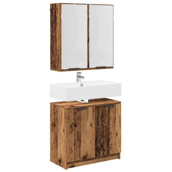Badezimmerschrank Set Altholz Optik