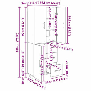 Highboard Altholz mit Schubladen 180 cm