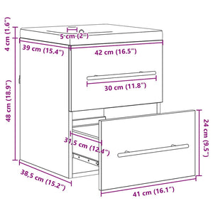 Waschbeckenschrank Braun mit Schubladen 42x39x52 cm