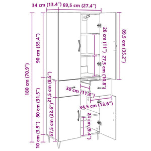 Highboard Altholz mit Schubladen