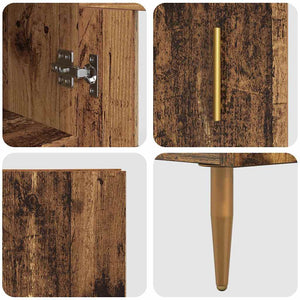 Highboard 2er Set Altholz Glas