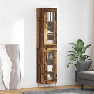 Highboard 2er Set Altholz Glas