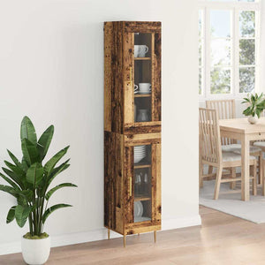 Highboard 2er Set Altholz Glas