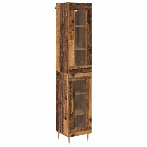 Highboard 2er Set Altholz Glas