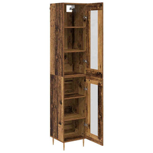 Highboard 2er Set Altholz Glas
