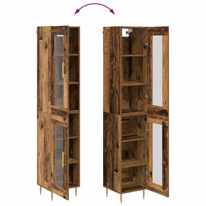Highboard 2er Set Altholz Glas