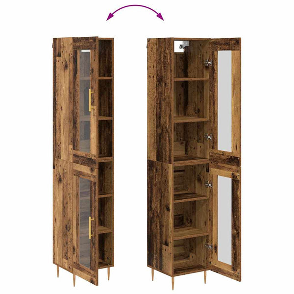 Highboard 2er Set Altholz Glas