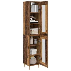 Highboard 2er Set Altholz Glas