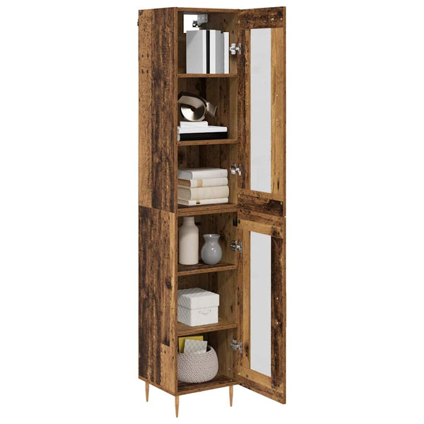 Highboard 2er Set Altholz Glas