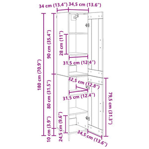 Highboard 2er Set Altholz Glas