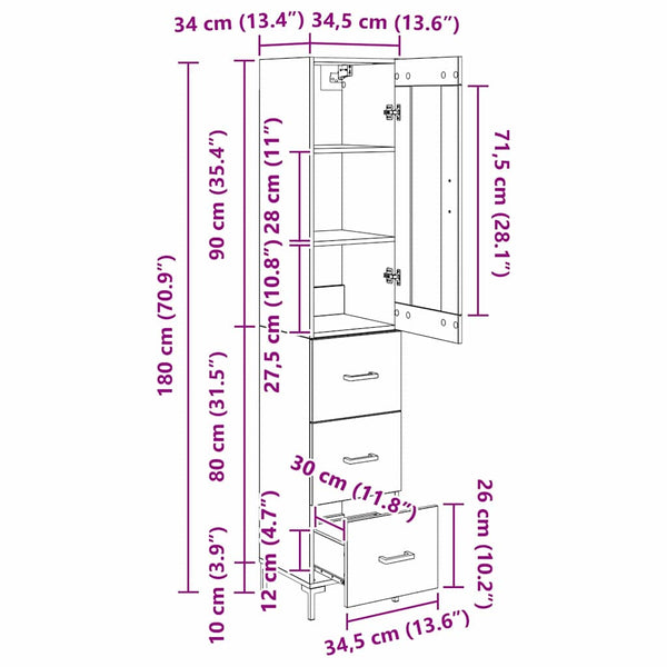 Highboard Artisan Eiche, 180 cm