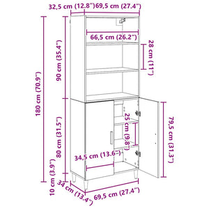 Highboard Artisan Eiche 69,5x32,5x180cm