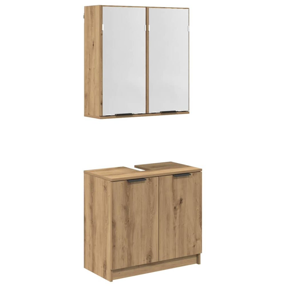 vidaXL Meuble de salle de bain avec étagère Chêne artisanal Bois d'ingénierie
