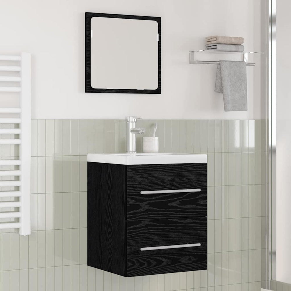 Schwarzer Waschbeckenschrank mit Schubladen, 42 cm