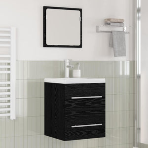 Schwarzer Waschbeckenschrank mit Schubladen, 42 cm