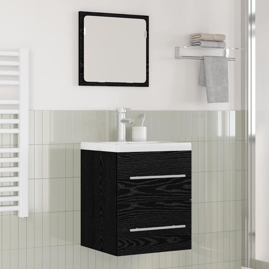 Schwarzer Waschbeckenschrank mit Schubladen, 42 cm