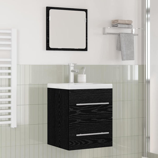 Schwarzer Waschbeckenschrank mit Schubladen, 42 cm