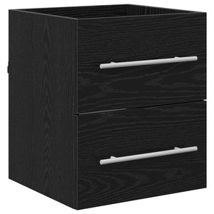 Schwarzer Waschbeckenschrank mit Schubladen, 42 cm