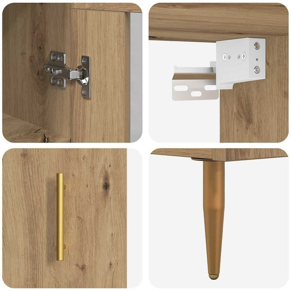 Highboard 2er-Set Artisan Eiche Glas