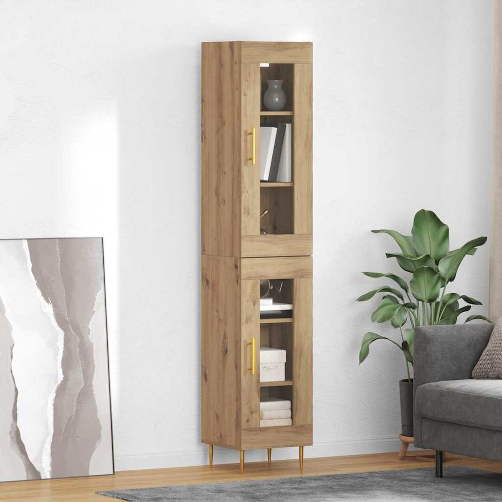 Highboard 2er-Set Artisan Eiche Glas