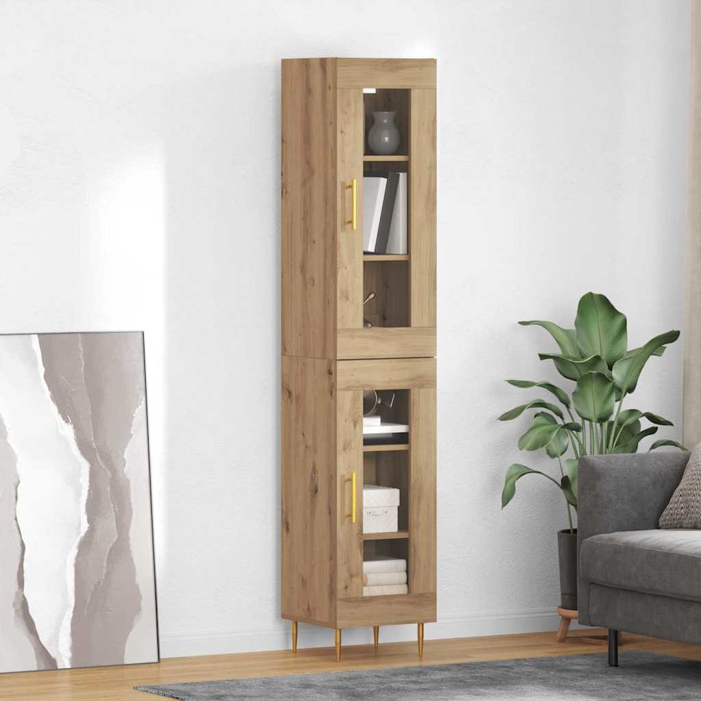Highboard 2er-Set Artisan Eiche Glas