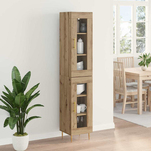 Highboard 2er-Set Artisan Eiche Glas