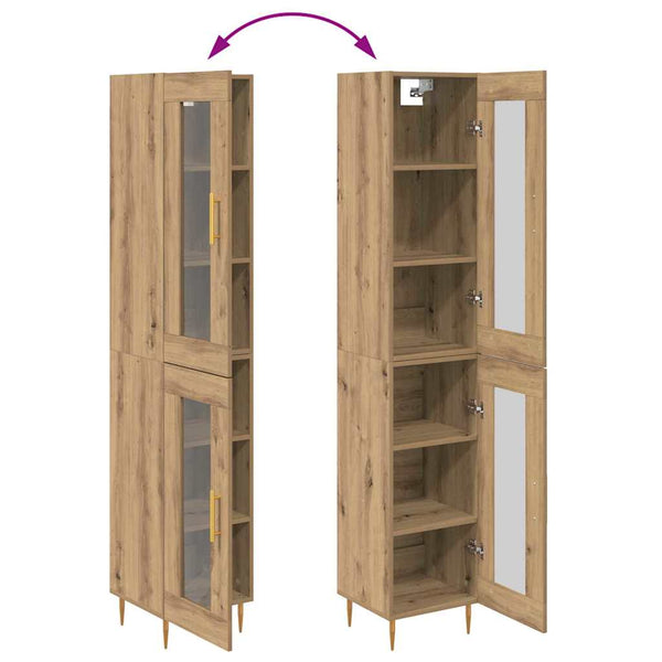 Highboard 2er-Set Artisan Eiche Glas