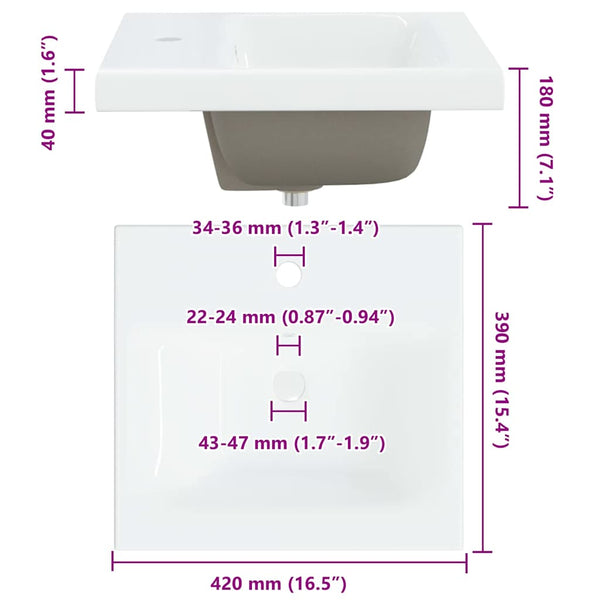 Waschbeckenschrank Schwarz Eiche 41x38,5x48cm