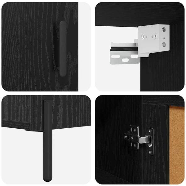 Highboard 2er Set Schwarz Eichenoptik