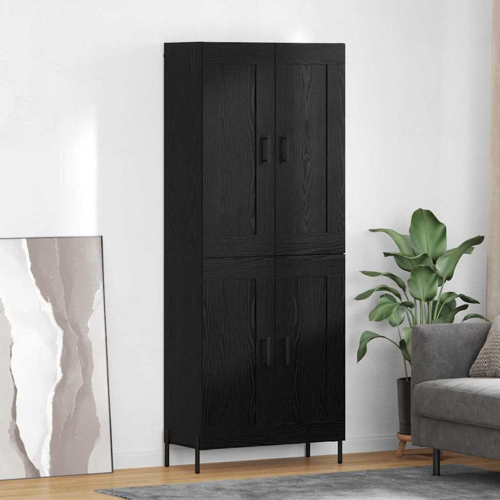 Highboard 2er Set Schwarz Eichenoptik