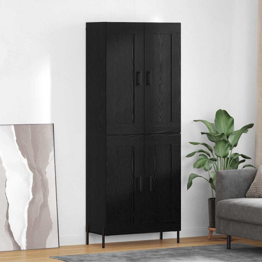 Highboard 2er Set Schwarz Eichenoptik